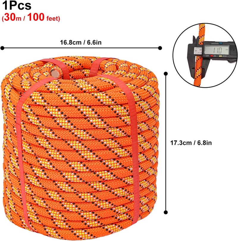 IHDYPPEW 1/2 Inch 100 FT Tree Felling Rope, Professional Static Rope, Orange Versatile Arborist Logging Ropes for Tree Pulling, Bull Pulling, Sturdy Ropes for Adults, and More - Image 2
